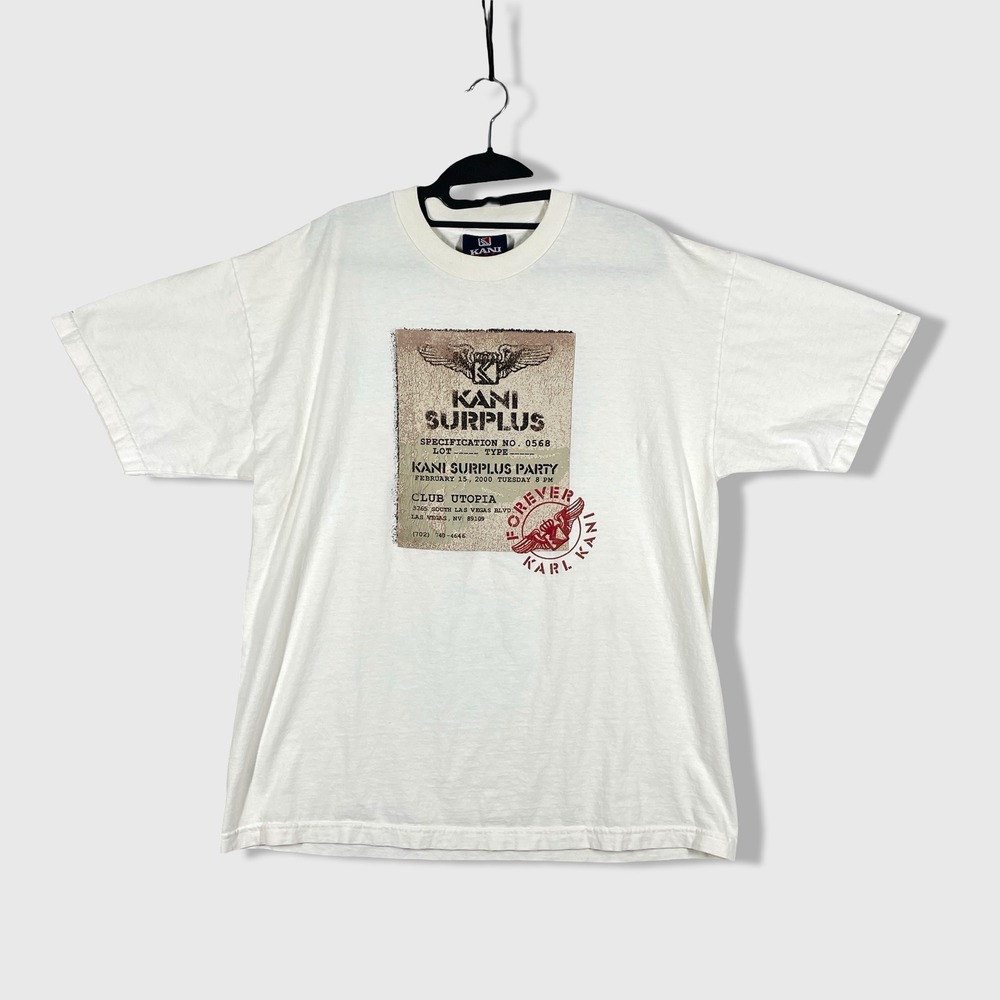Karl Kani Jeans T Shirt Mens XL White Vintage 90s Hip Hop Streetwear Graphic